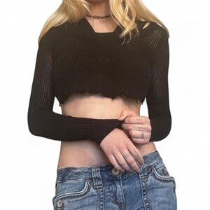 Small Black Sweater long sleeve crop top